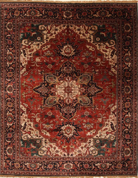 Agra Red Hand Knotted 121 X 151 Area Rug 250-30429 Image 0