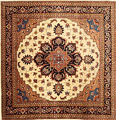 Persian Heriz Beige Square 9 ft and Larger Wool Carpet 30430