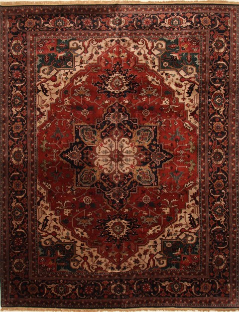 Agra Red Hand Knotted 111 X 153 Area Rug 250-30434 Image 0
