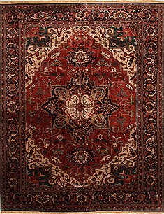 Indian Agra Red Rectangle 11x16 ft Wool Carpet 30434