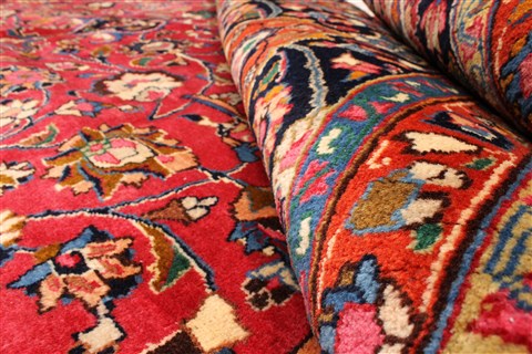 Mashad Red Hand Knotted 118 X 146 Area Rug 250-30439 Image 10