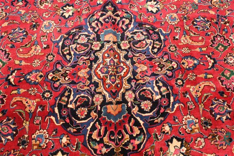 Mashad Red Hand Knotted 118 X 146 Area Rug 250-30439 Image 1