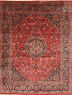 Persian Mashad Red Rectangle 11x16 ft Wool Carpet 30441