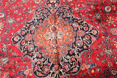 Mashad Red Hand Knotted 116 X 165 Area Rug 250-30442 Image 1