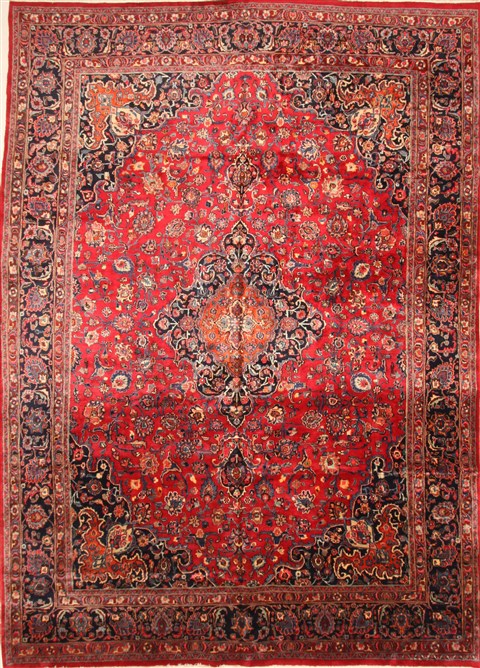 Mashad Red Hand Knotted 116 X 165 Area Rug 250-30442 Image 0