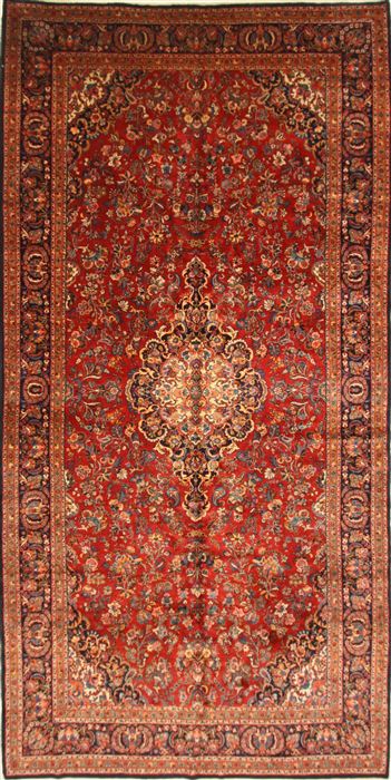 Kashan Red Hand Knotted 90 X 180 Area Rug 250-30447 Image 0