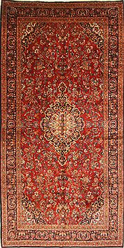 Kashan Red Hand Knotted 9'0" X 18'0"  Area Rug 250-30447