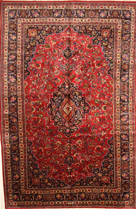 Mashad Red Hand Knotted 104 X 160 Area Rug 250-30450 Image 0