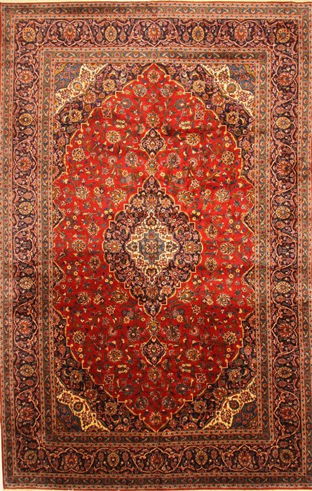 Kashan Red Hand Knotted 910 X 156  Area Rug 250-30451 Image 0