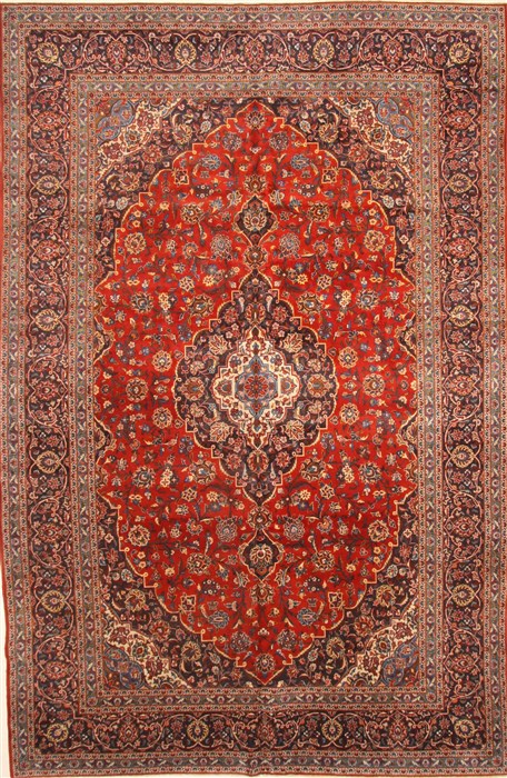 Kashan Red Hand Knotted 910 X 167  Area Rug 250-30453 Image 0