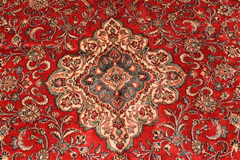 Hamedan Beige Hand Knotted 107 X 143 Area Rug 250-30467 Image 1