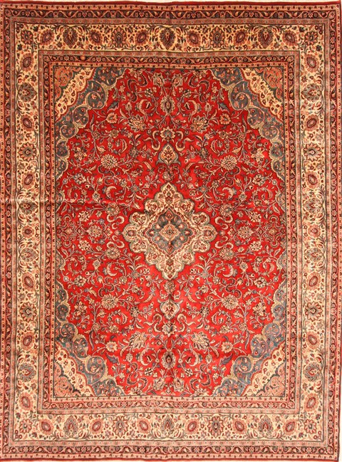 Hamedan Beige Hand Knotted 107 X 143 Area Rug 250-30467 Image 0