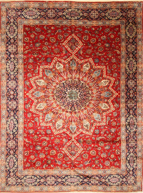 Yazd Red Hand Knotted 118 X 159 Area Rug 250-30477 Image 0