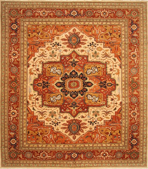Serapi Beige Hand Knotted 139 X 159 Area Rug 250-30484 Image 0