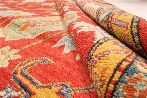 Kazak Orange Hand Knotted 129 X 169 Area Rug 250-30487 Image 1