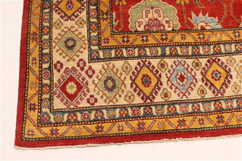 Kazak Orange Hand Knotted 129 X 169 Area Rug 250-30487 Image 5
