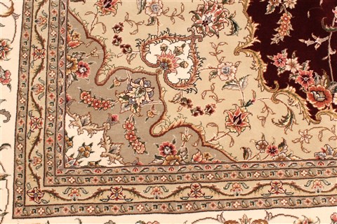 Tabriz Beige Hand Knotted 120 X 150 Area Rug 250-30489 Image 3