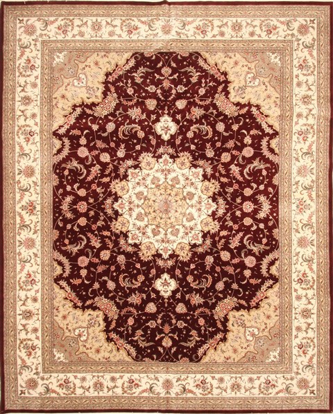 Tabriz Beige Hand Knotted 120 X 150 Area Rug 250-30489 Image 0