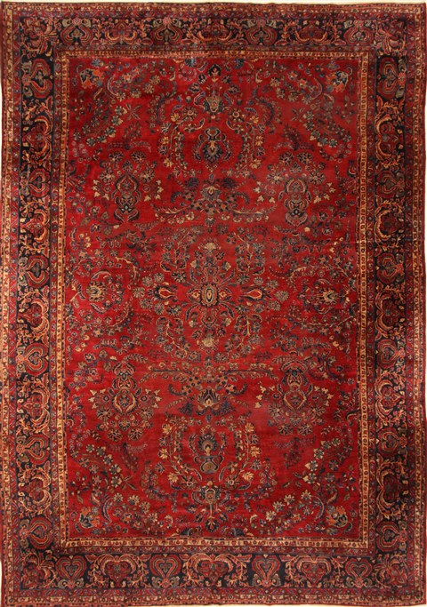 Sarouk Red Hand Knotted 112 X 165 Area Rug 250-30501 Image 0