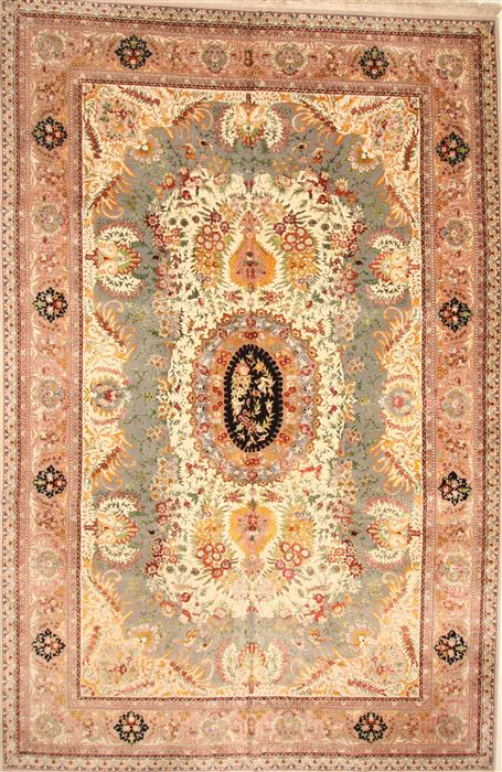 Tabriz Green Hand Knotted 120 X 185 Area Rug 250-30505 Image 0