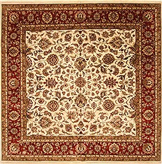 Indian Agra Beige Square 9 ft and Larger Wool Carpet 30508