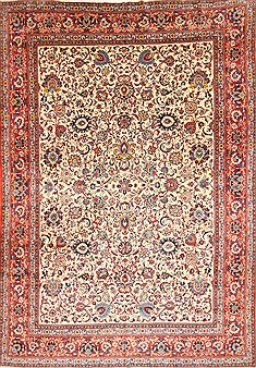 Persian Kashan Blue Rectangle 10x14 ft Wool Carpet 30509