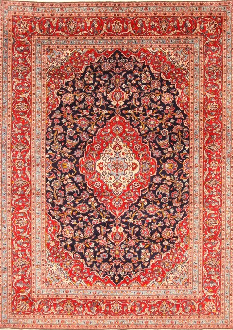 Kashan Red Hand Knotted 80 X 113 Area Rug 255-30514 Image 0