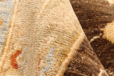 Pishavar Brown Hand Knotted 130 X 165 Area Rug 250-30518 Image 10