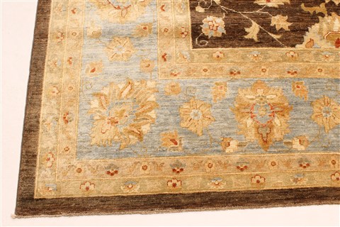 Pishavar Brown Hand Knotted 130 X 165 Area Rug 250-30518 Image 11