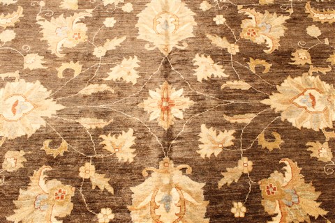 Pishavar Brown Hand Knotted 130 X 165 Area Rug 250-30518 Image 12