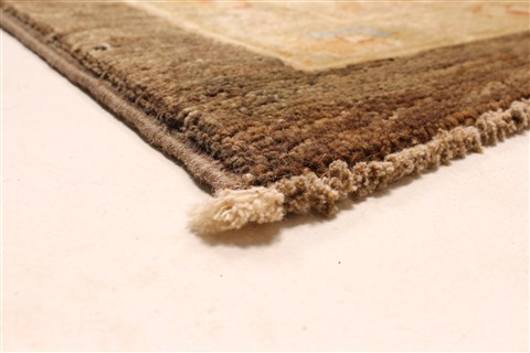 Pishavar Brown Hand Knotted 130 X 165 Area Rug 250-30518 Image 3