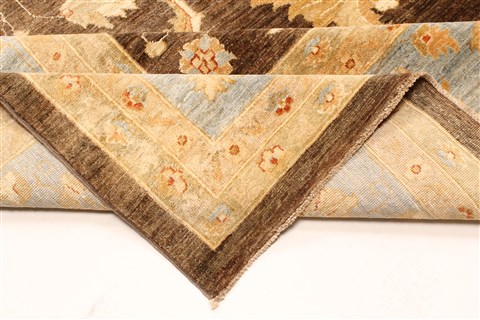 Pishavar Brown Hand Knotted 130 X 165 Area Rug 250-30518 Image 6