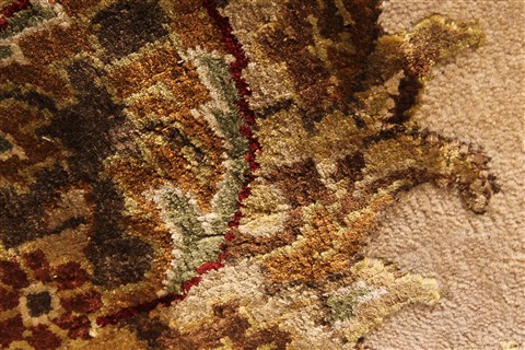 Agra Beige Square Hand Knotted 121 X 122 Area Rug 250-30520 Image 10
