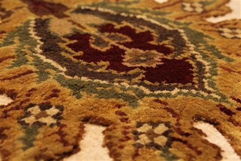 Agra Beige Square Hand Knotted 121 X 122 Area Rug 250-30520 Image 12