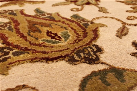 Agra Beige Square Hand Knotted 121 X 122 Area Rug 250-30520 Image 13