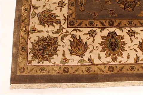 Agra Beige Square Hand Knotted 121 X 122 Area Rug 250-30520 Image 14