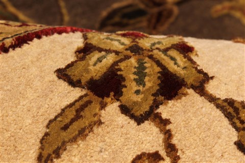 Agra Beige Square Hand Knotted 121 X 122 Area Rug 250-30520 Image 7