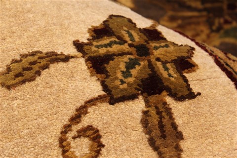 Agra Beige Square Hand Knotted 121 X 122 Area Rug 250-30520 Image 9
