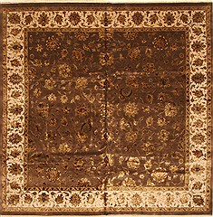 Indian Agra Beige Square 9 ft and Larger Wool Carpet 30520