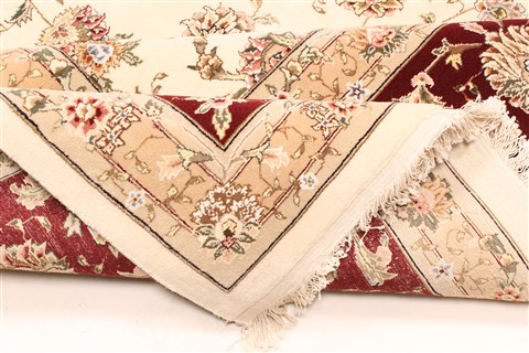 Tabriz Beige Hand Knotted 120 X 150 Area Rug 250-30537 Image 7