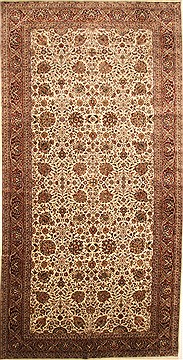 Kashan Beige Hand Knotted 9'1" X 18'2"  Area Rug 250-30546