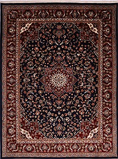Indian Kashan Blue Rectangle 9x12 ft Wool Carpet 30554