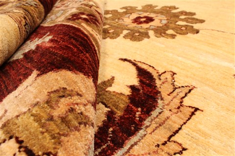 Pishavar Beige Hand Knotted 128 X 159  Area Rug 250-30570 Image 8