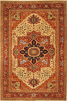 Indian Serapi Beige Rectangle 12x18 ft Wool Carpet 30571