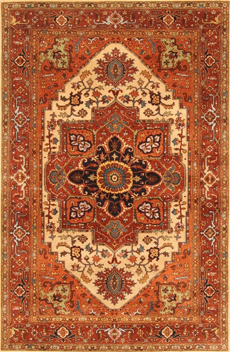 Serapi Beige Hand Knotted 411 X 76  Area Rug 250-30578 Image 0