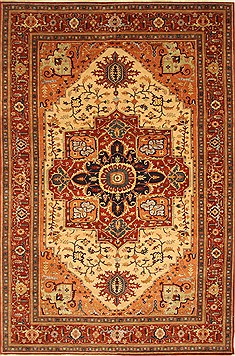 Indian Serapi Beige Rectangle 12x18 ft Wool Carpet 30579