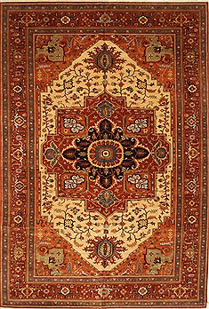 Indian Serapi Beige Rectangle 12x18 ft Wool Carpet 30583