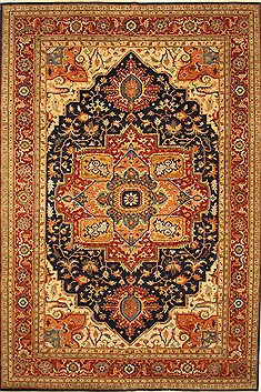 Indian Serapi Blue Rectangle 12x18 ft Wool Carpet 30589