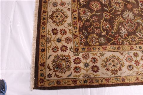 Jaipur Brown Hand Knotted 88 X 119 Area Rug 301-30607 Image 1
