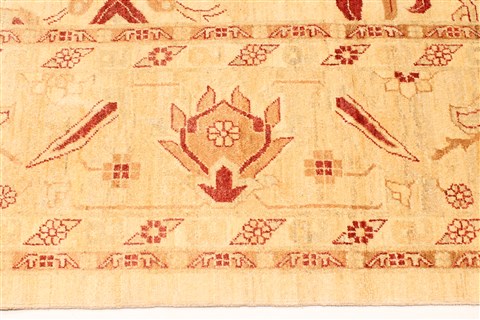 Pishavar Beige Hand Knotted 117 X 1610  Area Rug 250-30608 Image 1